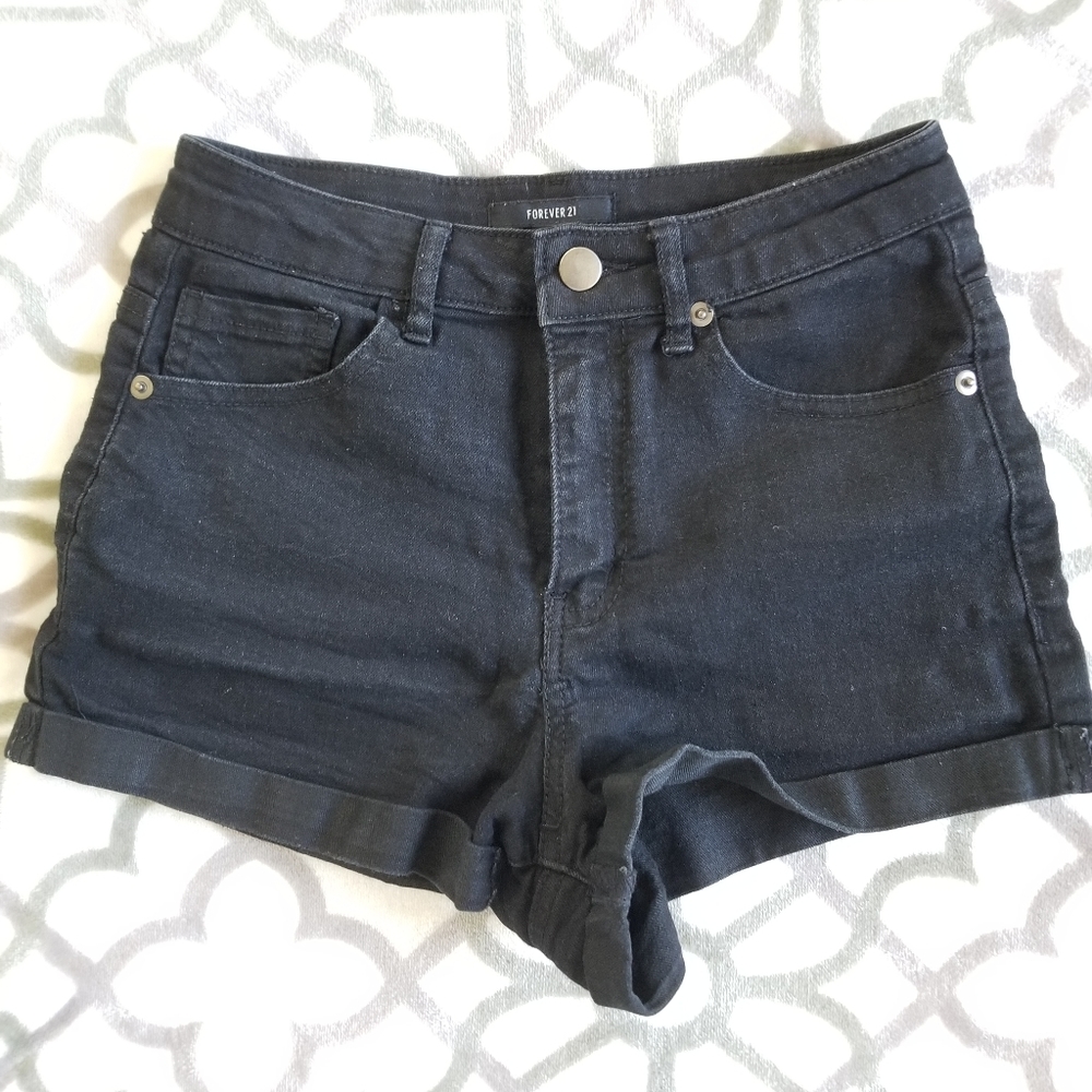 Black high-waist shorts